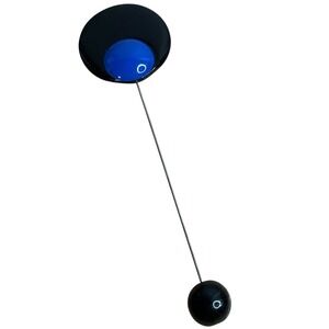 Vintage Modernist Stick Pin Brooch 6" Black Blue Resin Lucite Minimalist Art